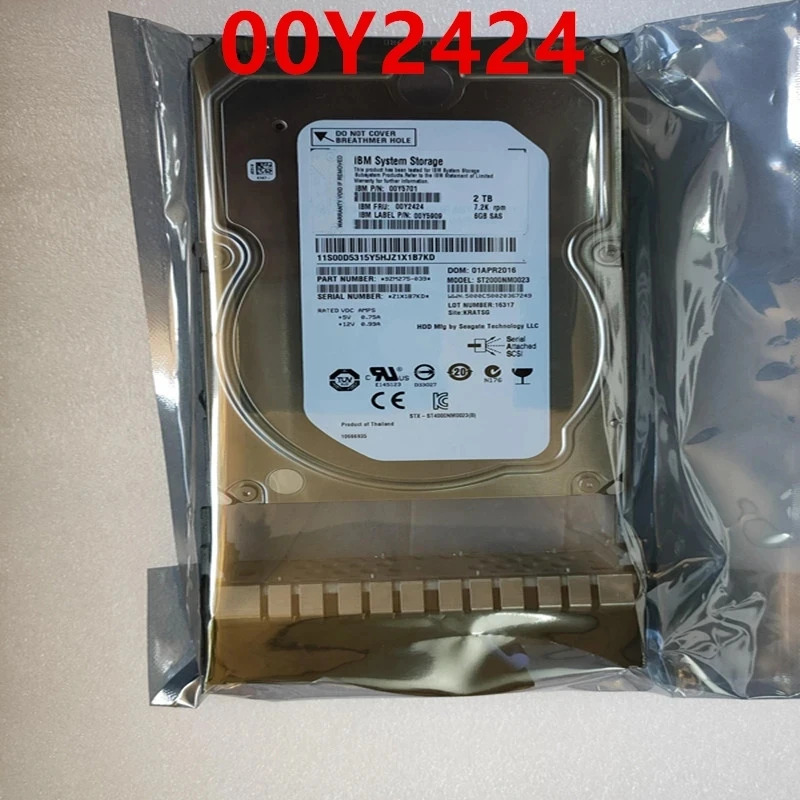 00Y2424 00Y5701 00Y5909 서버 HDD 내부 하드 IBM V3700 2TB 3.5 SAS 6 Gb/s 64MB 7200RPM 새