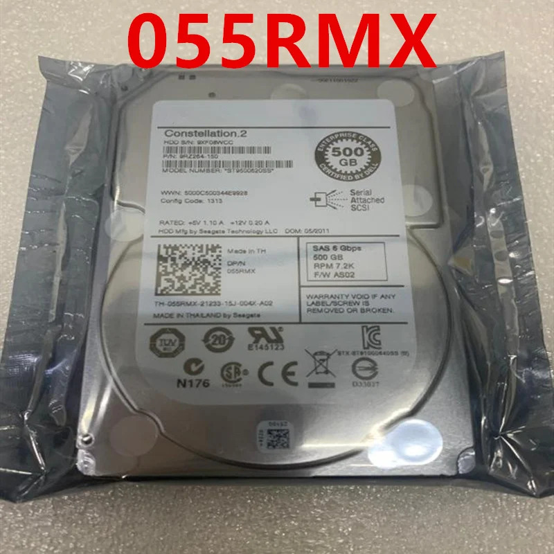 델 500GB 2.5 인치 7.2K SAS 내장 HDD ST9500620SS 055RMX 55RMX 64MB 신