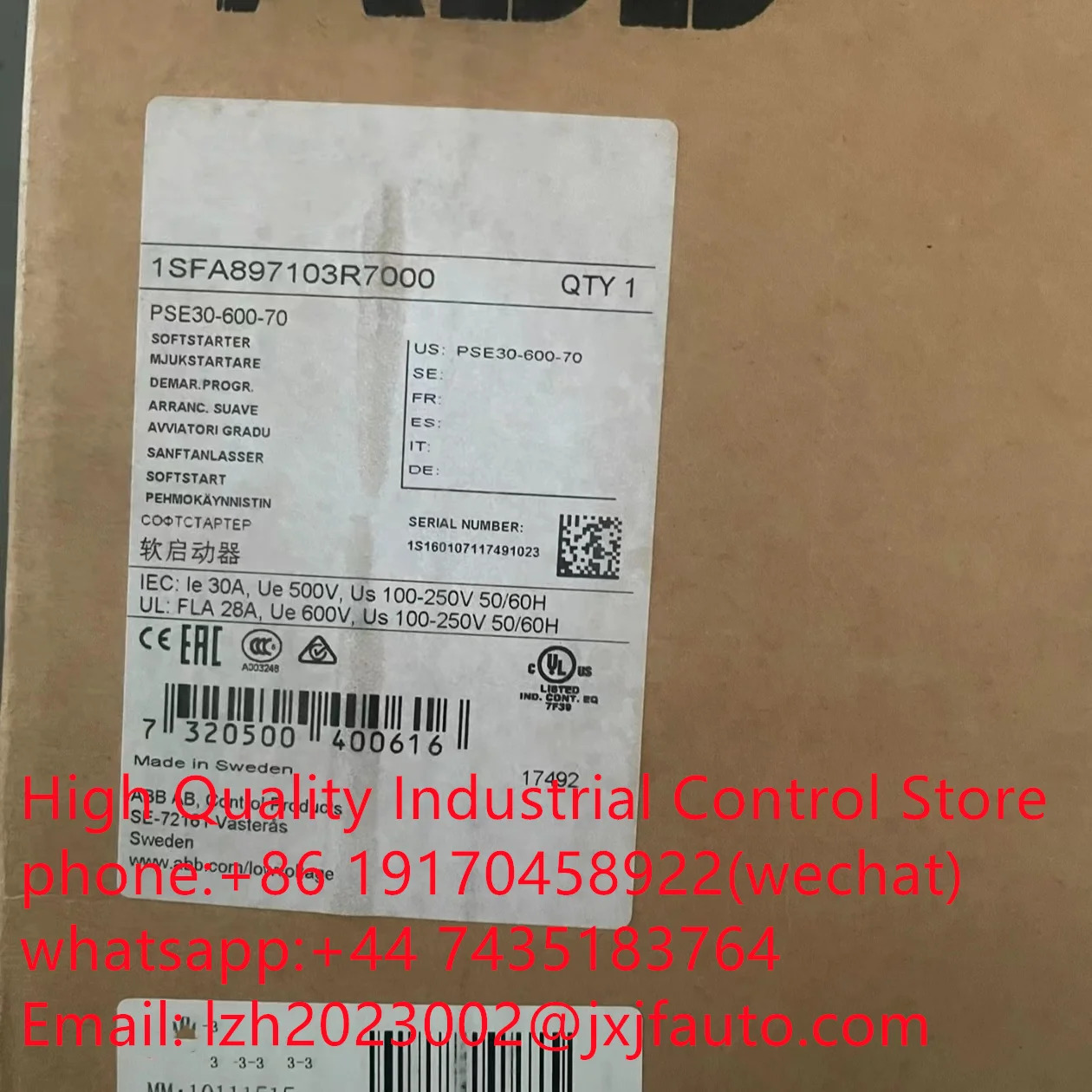 PSE 시리즈 소프트 스타터 PSE30-600-70 납품 1SFA897103R7000