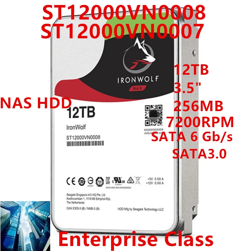 NAS 하드 드라이브내장 오리지널 HDD 씨게이트 12TB 3.5 인치 256MB 7200RPM ST12000VN0008 ST12000VN0007 신