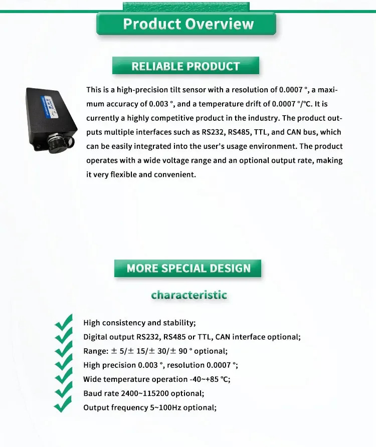 UNIVO UBIS-526Y 2 축 경사계 디지털 초고정밀 RS232 RS485 TTL