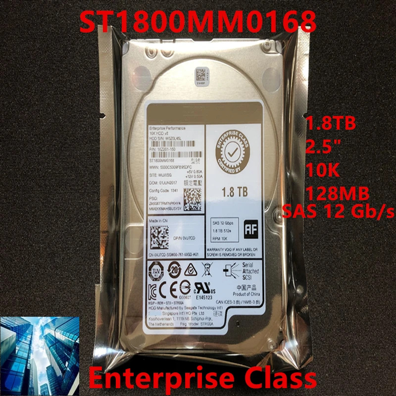 엔터프라이즈 HDD 0VJ7CD VJ7CD ST1800MM0168Dell 1.8TB 2.5 10K 128MB SAS 12Gb/s새 원본