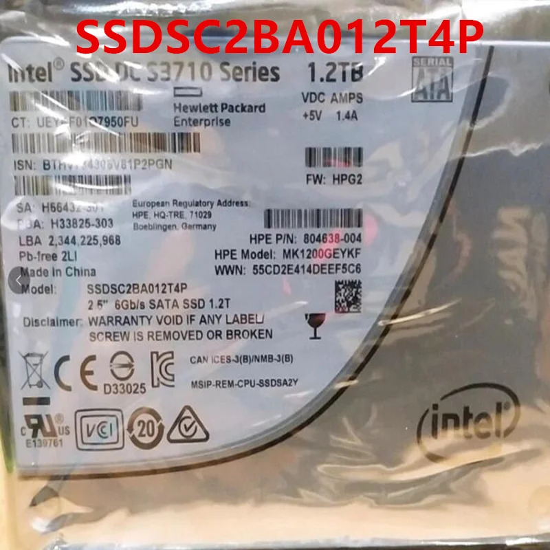 SSD DC S3710 1.2TB 2.5 인치 SATA SSDSC2BA012T4P 오리지널 솔리드 스테이트 드라이브 신