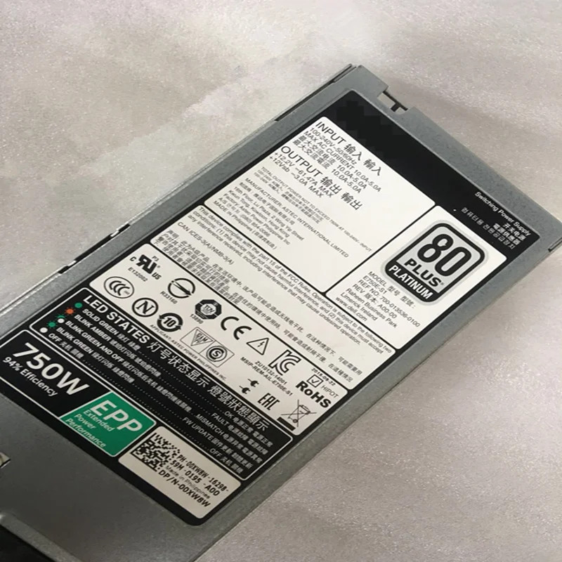 델 R530 R630 R730 T430 EPP 750W 전원공급장치 L750E-S0 G6W6K V1YJ6 HTRH4 TPJ2X D750E-S6 E750E-S1 0XW8W PSU