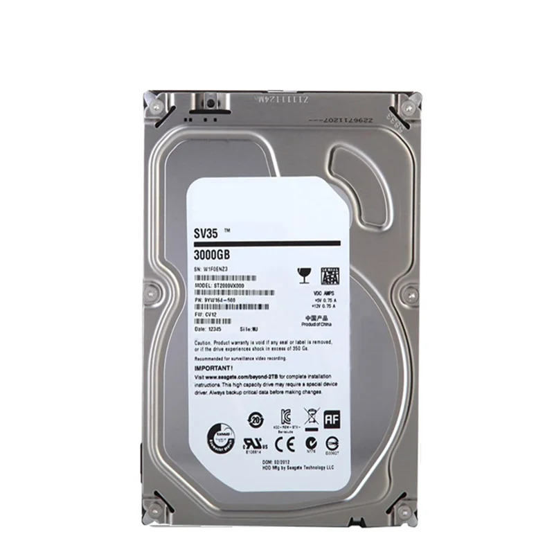씨게이트 SV35 오리지널 HDD 3.5 인치 SATA 6 Gb/s 64MB 7200RPM 내부 감시 ST3000VX000 3TB 신