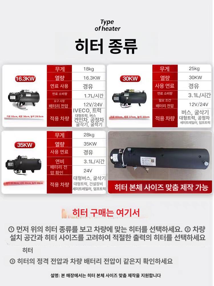 무시동 히터 디지털 캠핑카 화물차 온풍기 차박 온수형 듀얼 브러시리스 리모콘 - 상세 이미지 3