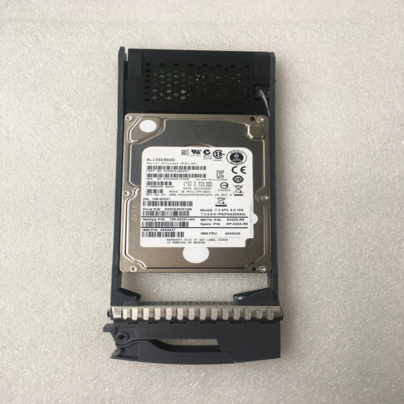 NetApp오리지널 HDD X422A-R5 SP-X422A-R5 서버 내장 하드 드라이브SAS 600GB 2.5 인치 6 Gb/s 64MB 10000RPM 신