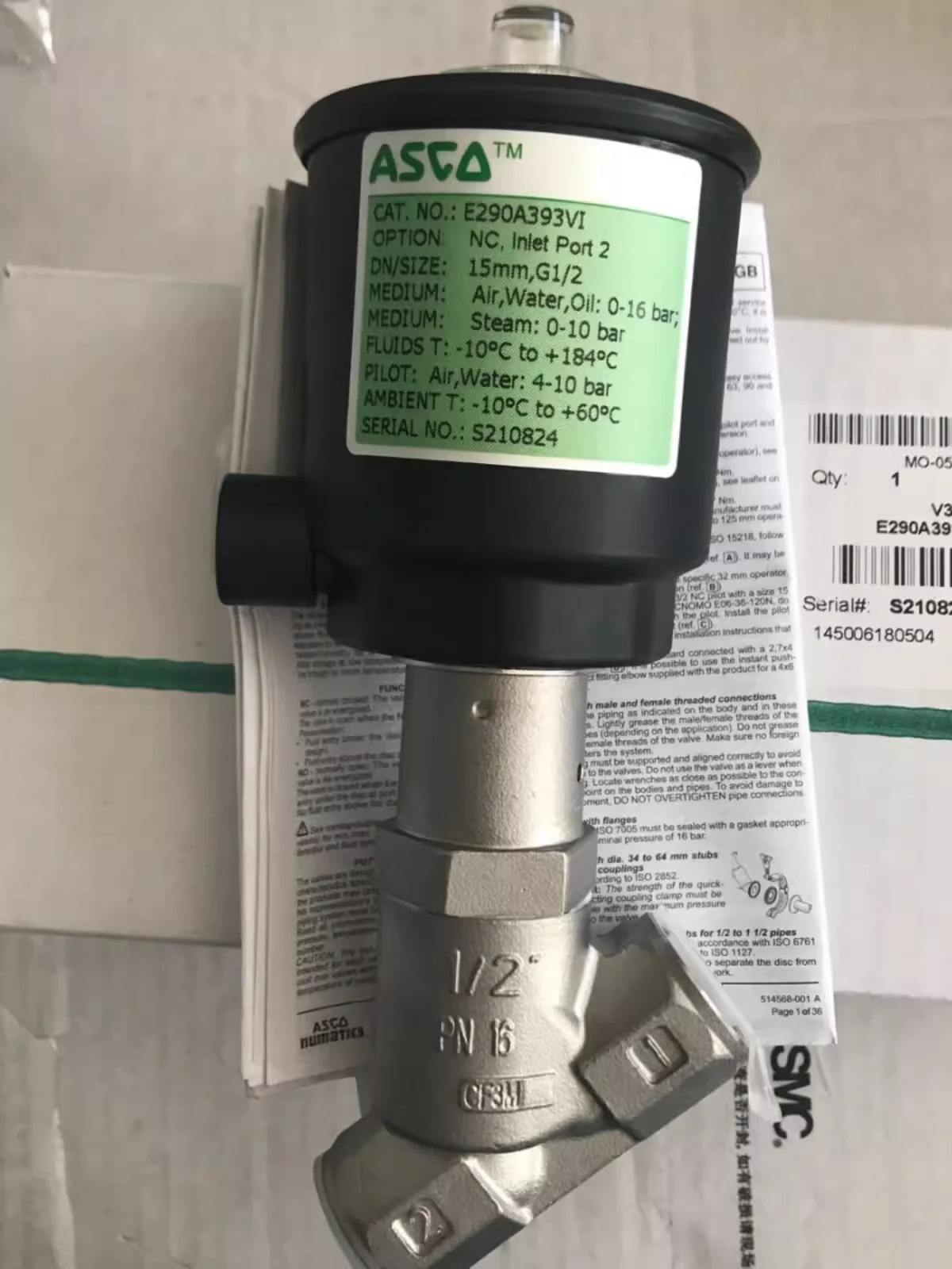 ASCO 앵글 시트 밸브 E290A394VI G3/4 DN20 E290A393VI 15mm G1/4 E290A401VI 25mm G1 E290A394 E290A791 E290A7