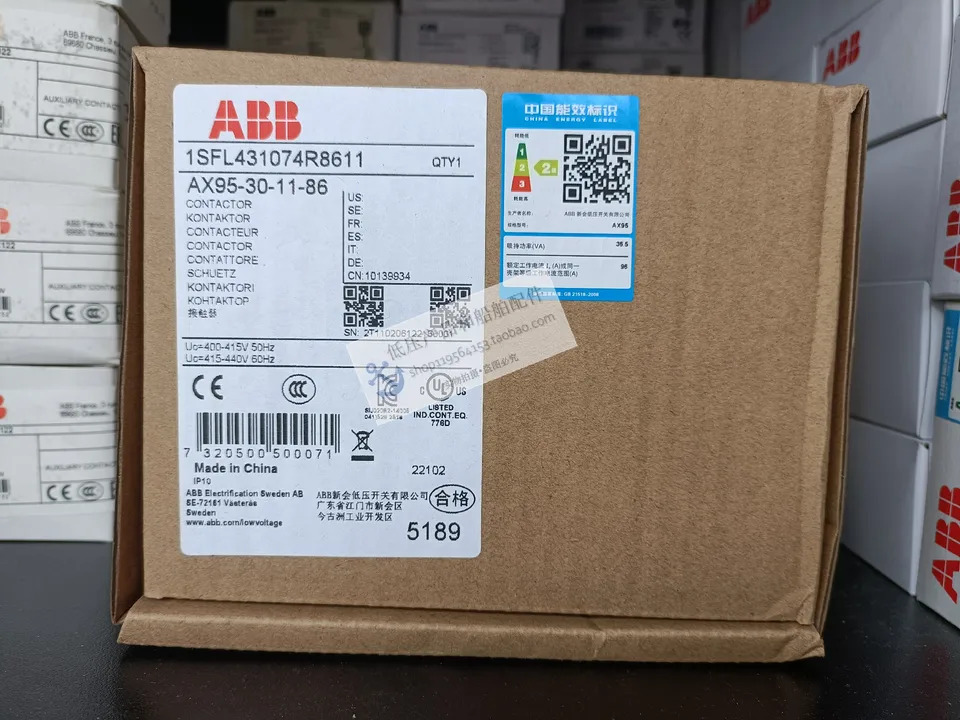 ABB 오리지널 AX 시리즈 접촉기 AX95-30-11-86 코일 전압 440VAC 60Hz 신