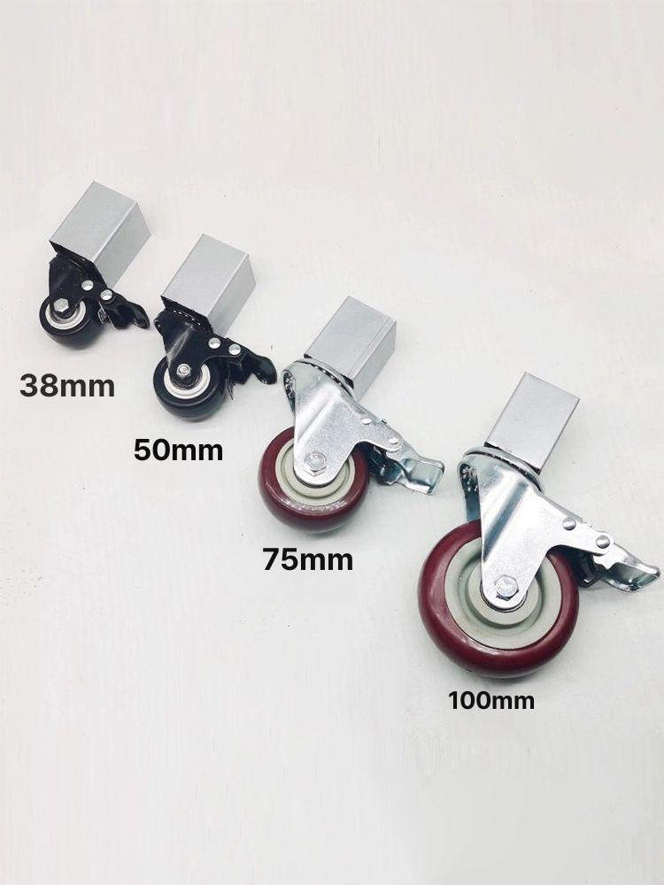 브레이크 휠 선반용 내하중 각파이프 바퀴 캐스터 강력 1.5인치 블랙 러버 22mm - 상세 이미지 5