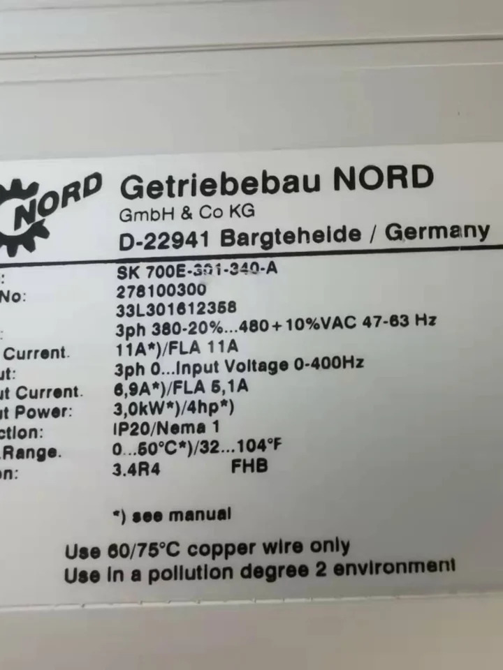 NORD 노드 인버터 SK700E-151-340-A 오리지널