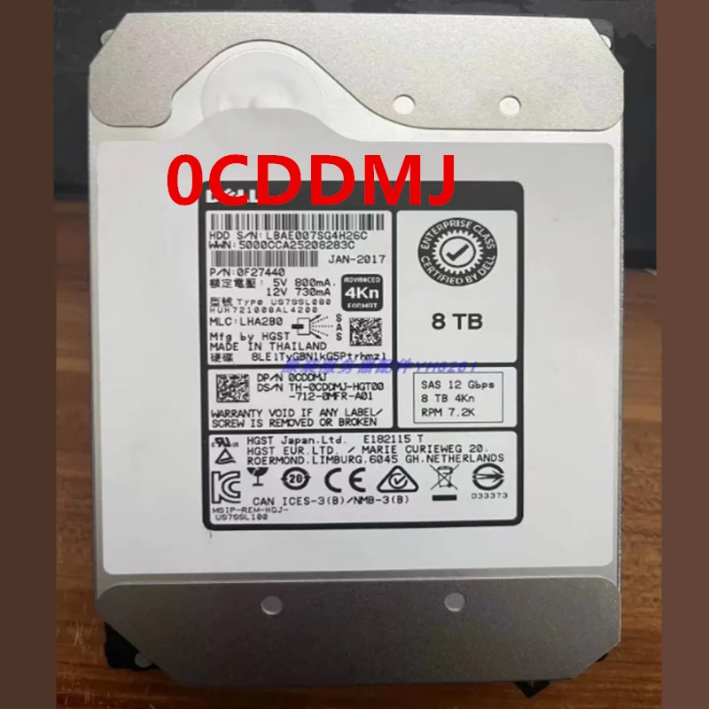 감시 하드 0CDDMJ CDDMJ HUH721008AL42DELL 8TB 3.5 SAS 7200RPM새 원본 HDD