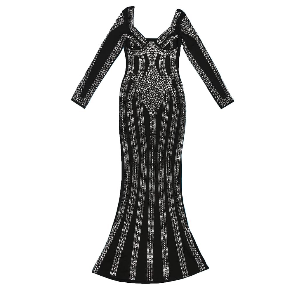 포르쉐이 여성용 한 우아한 라인스톤 민소매 파티 클럽 나이트 핫 드릴링 클럽웨어 이브닝 드레스 - 상세 이미지 3