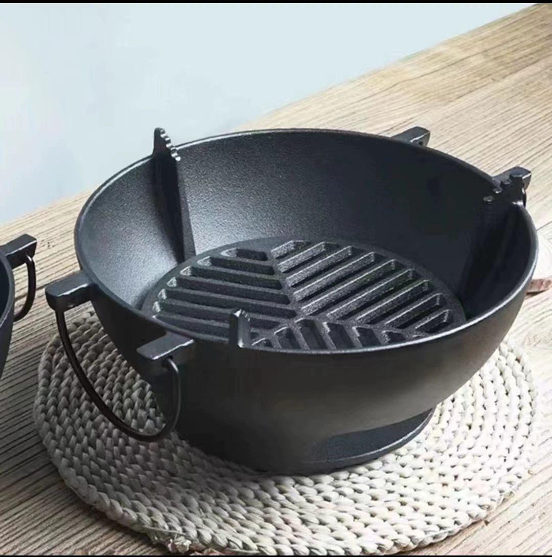 무쇠 화로 고기 불판 야외 화롯대 돌판 a 일본식 장작 숯화로 바베큐 주철 바비큐 그리들 - 상품 이미지