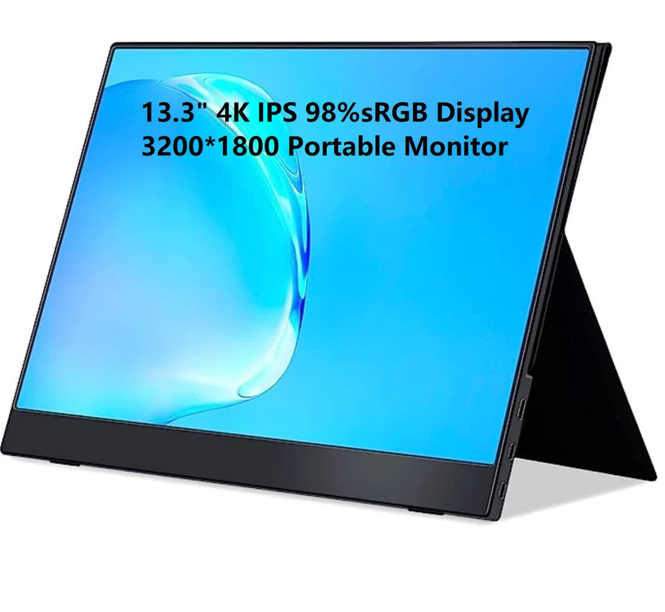휴대모니터 HDMI C 타입 확장 화면 디스플레이 X-박스 스위치 휴대폰 노트북 PS5 4 4K 3200x1800 13.3 인치