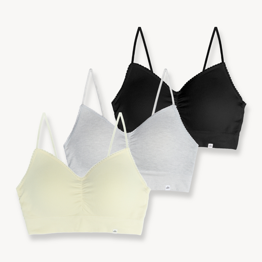 [3 pack] 파티아라 소프트 셔링 브라렛 세트 노와이어 얇은끈 스트랩 편한 브라 이미지 2
