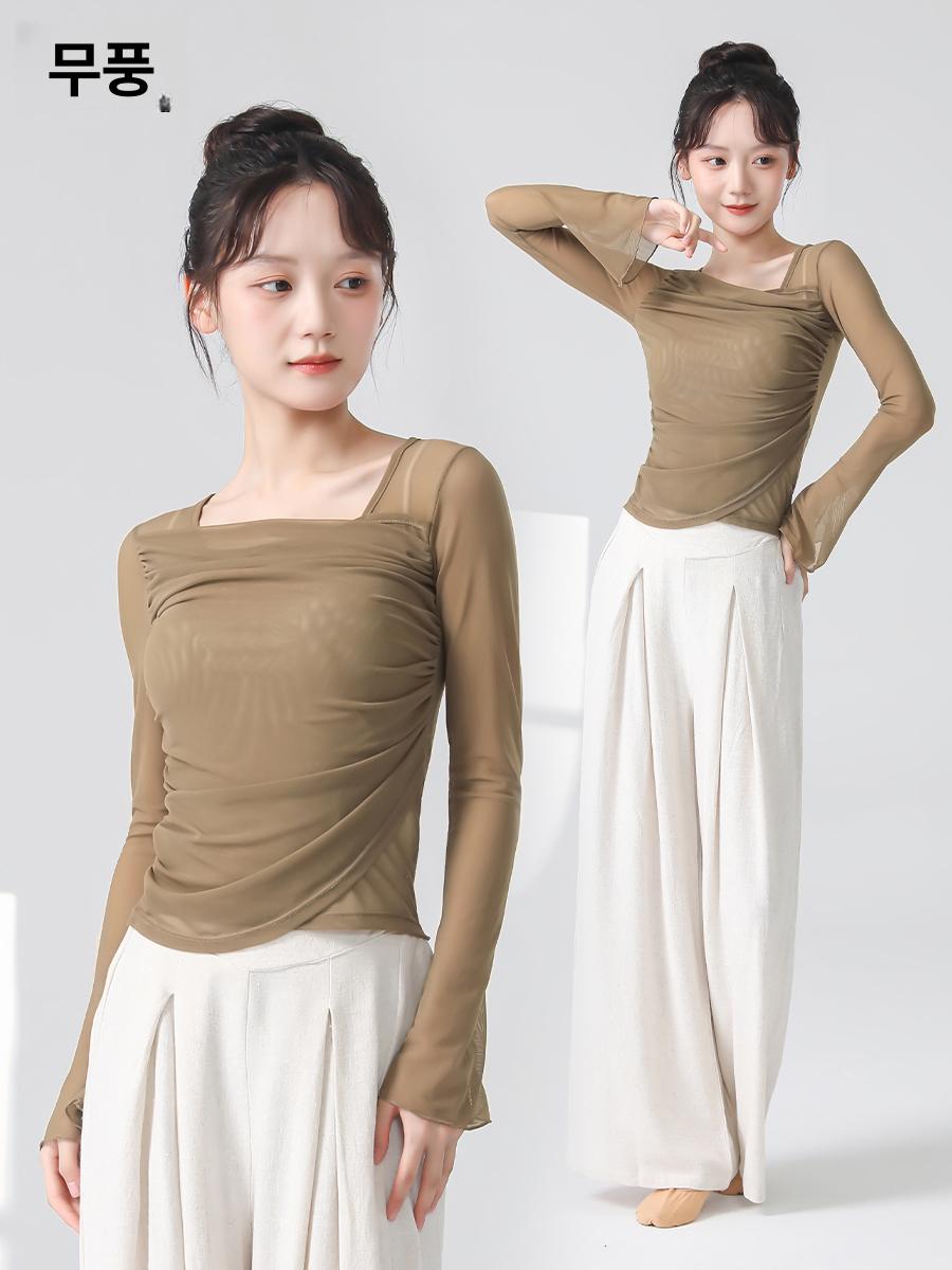 현대무용 발레복 연영과입시 공연의상 스판 티셔츠 라인댄스 운동복 이미지 6