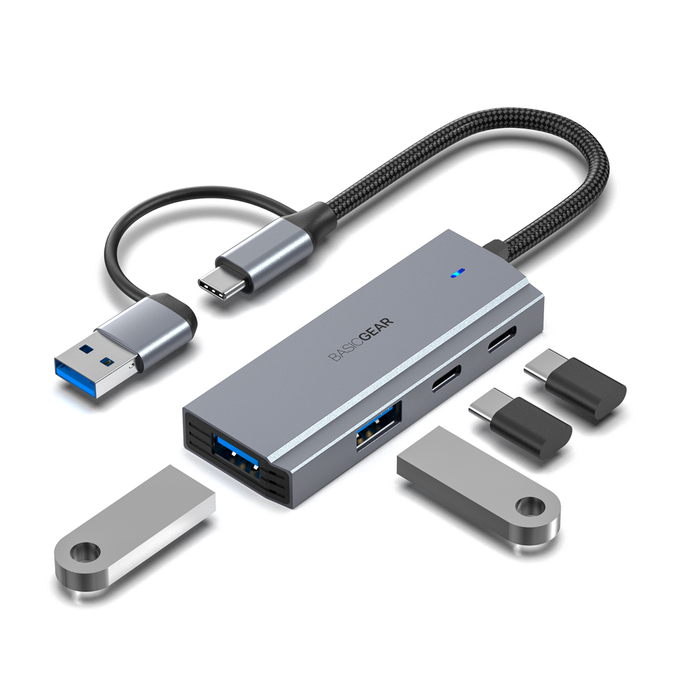 베이직기어 4in1 듀얼커넥터 USB 3.0 노트북 C타입 허브 이미지 1