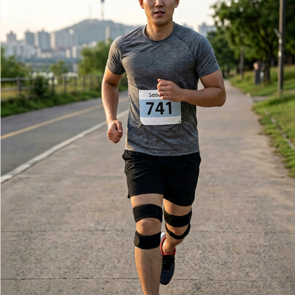 핏좋은 두줄무릎보호대 1+1 시니어 무뤂보호대 어르신 탁구 여름용 - 상세 이미지 4