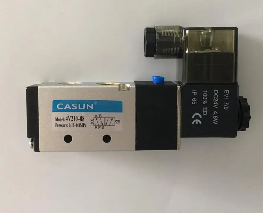 CASUN 공압 솔레노이드 밸브 모델 4V210-08 4V220-08 4V310-10 4V230C-10 3V210-08 3V310-10 압력 0.15-0.8MPa AC220V D
