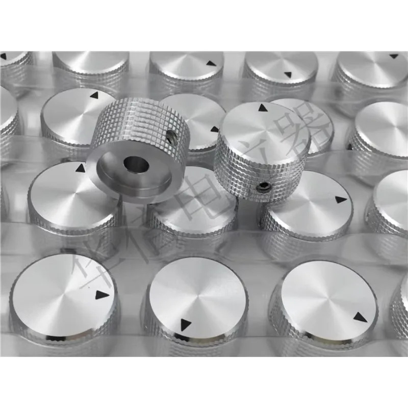10pcs 알루미늄 실버 합금 전위차계 손잡이 캡 25MMX15.5MM 구멍 6.4MM