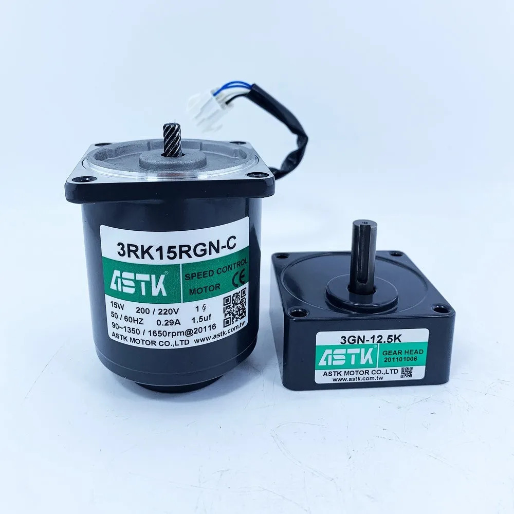 ASTK 속도 제어 모터 기어 헤드 3RK15RGN-C 15W 200 220V 50 60HZ 0.29A 90-1350 1650RPM 3GN-12.5K CO.LTD
