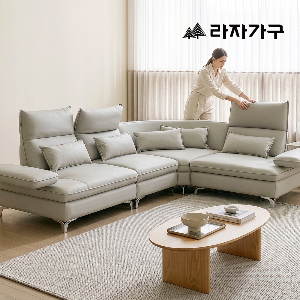 라자가구 알로 3인용 비건레더 쇼파 코너 예쁜 비건레더 넓은 4인 인조 실리콘 가죽소파 이미지 8