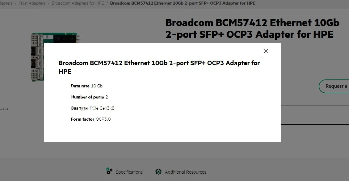 hp호환EBroadcom BCM57412 이더넷 10Gb 2포트 SFP OCP3 어댑터P26256-B21