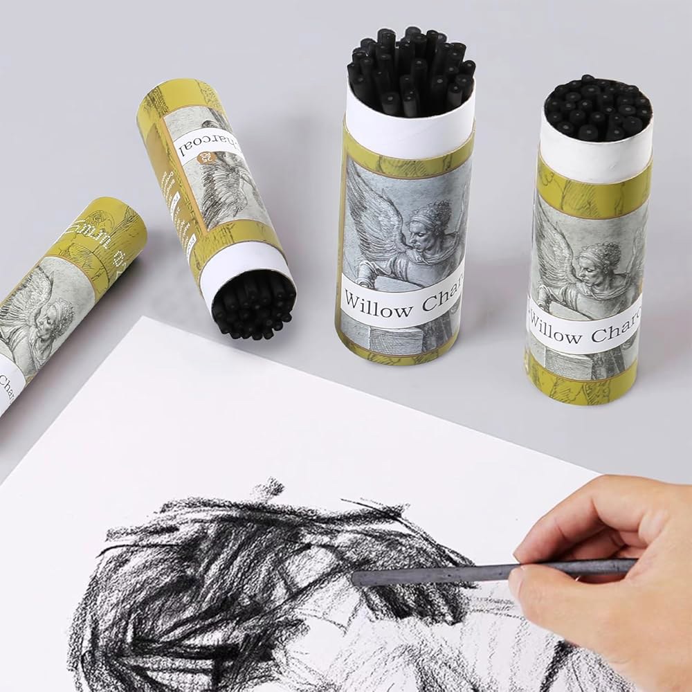 HAUSTGO 100PCS /PACK 윌로우 스틱 - 모든 기술 수준의 아티스트, 초보자 또는 학생을 위한 천연 그림 그리기 및 스케치에 적합합니다 - 상세 이미지 2