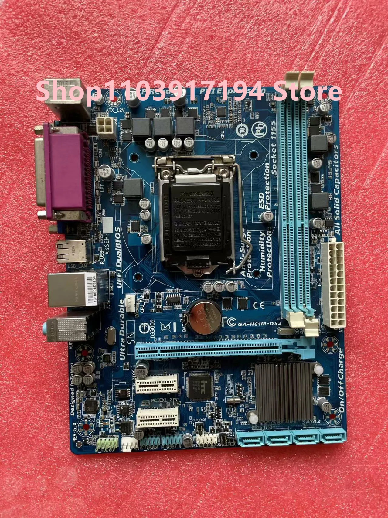 기가 바이트호환 H61M-DS2 1155 핀 세트 디스플레이 DDR3 인쇄 인터페이스 PCI 4XSATA2 마더보드