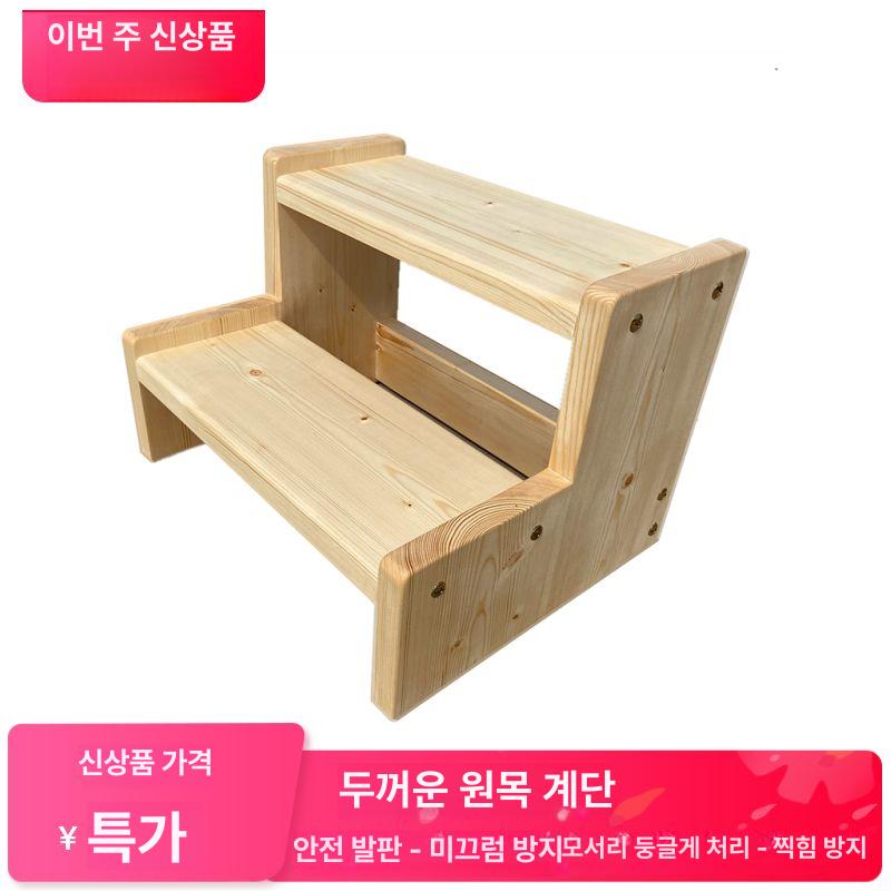 원목 스툴의자 나무 체어 목재 다용도 발판 가정용 선반 높이 벤치 걸상 현관 - 상세 이미지 2
