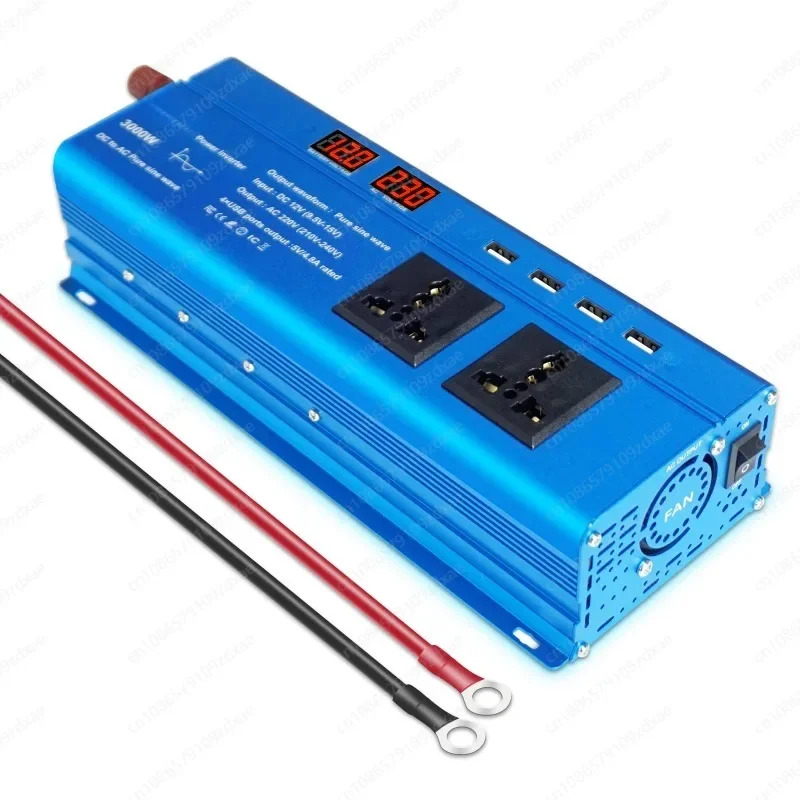 순수 사인파 전원 EU 플매트 카펫 러그 AC 콘센트 3 개 USB 나들이 차량 인버터 컨버터 태양광 자동차 액세서리 3000W 12V 220V