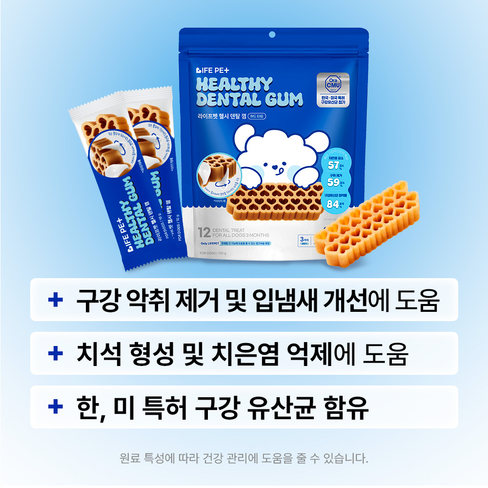 [슈퍼적립] 라이프펫 강아지 덴탈껌 치석제거 개껌 양치껌 치주염 구강영양제 입냄새제거, 120g, 1개 - 상세 이미지 2