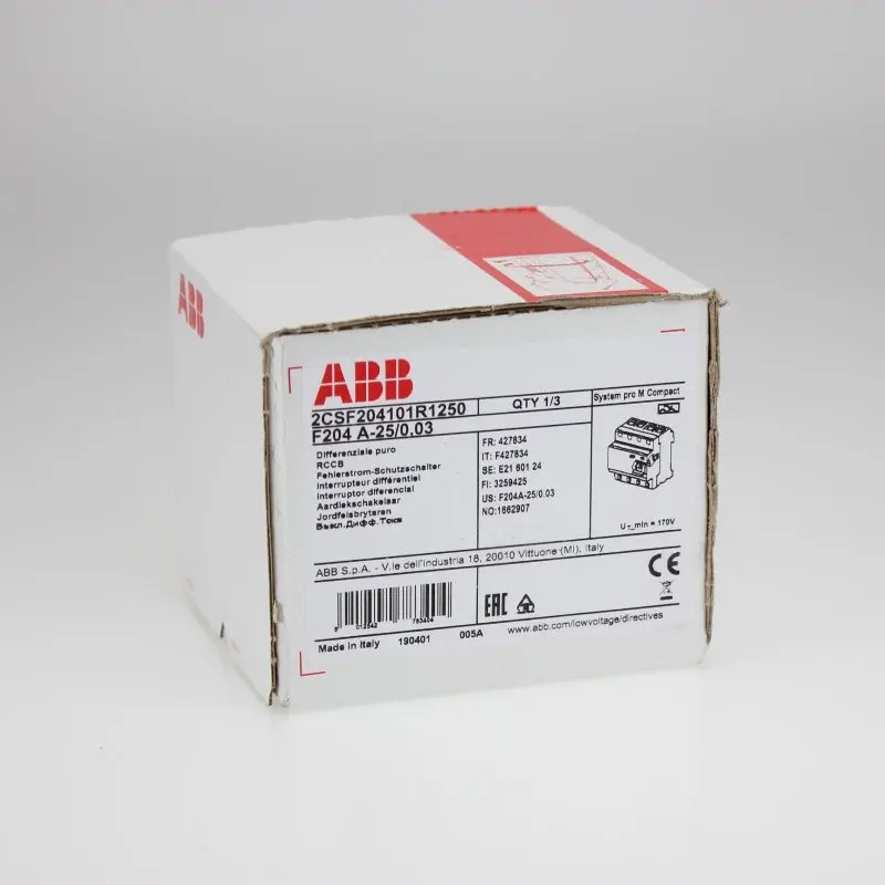 ABB 전자기 잔류 전류 보호대 이탈리아 F204A-25/0.03 신