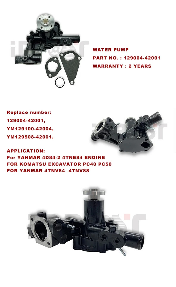 Yanmar 4TNV84 워터 펌프 129004-42001 4TNV88 3TNV88 3TNE88 Komatsu PC50 굴삭기