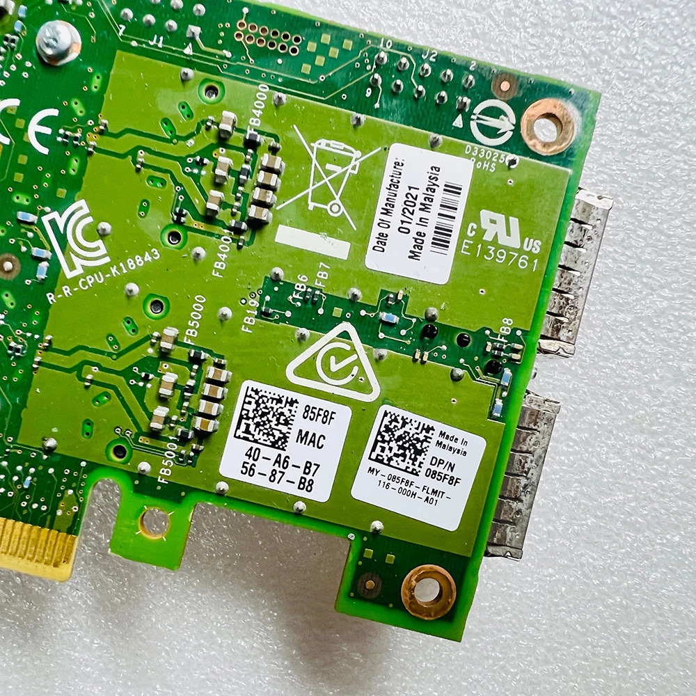 DELL 085F8F E810-CQDA2intel호환 듀얼 포트 100G 파이버 10G 네트워크 카드