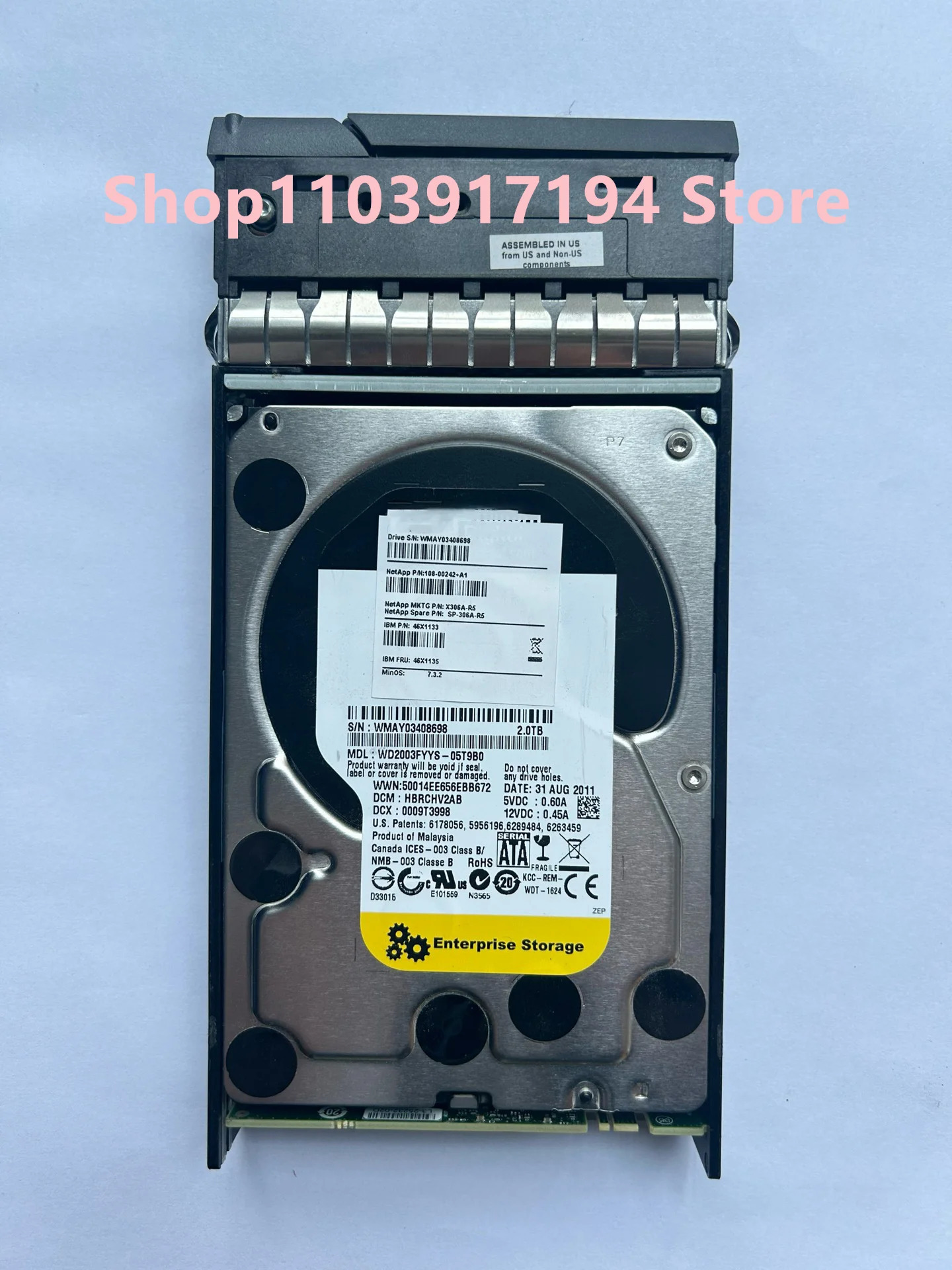 WD NetApp X306A-R5 SP-306A-R5 하드 2TB 7.2K 3.5 인치 108-00242 A1