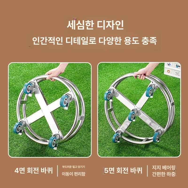 이동식 운반구 스테인레스 원형통 만능용기 다용도 급식 브레이크 - 상세 이미지 5