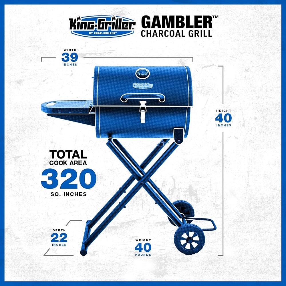 Char-Griller E1816 킹-Griller 갬블러 휴대용 그릴 블랙 색상 Barbecue Grill - 상세 이미지 3