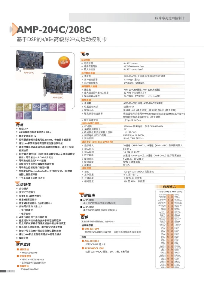 ADLINK AMP-204C 4/8 축 모션 제어 카드 DIN-825-4PO G -0010 208C