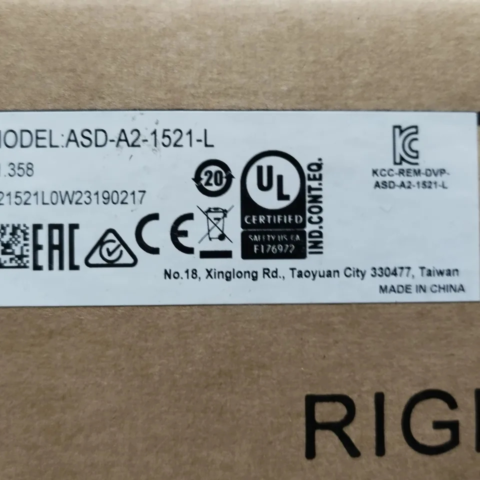 ASD-A2-1521-L 오리지널 델타 서보 드라이브 신