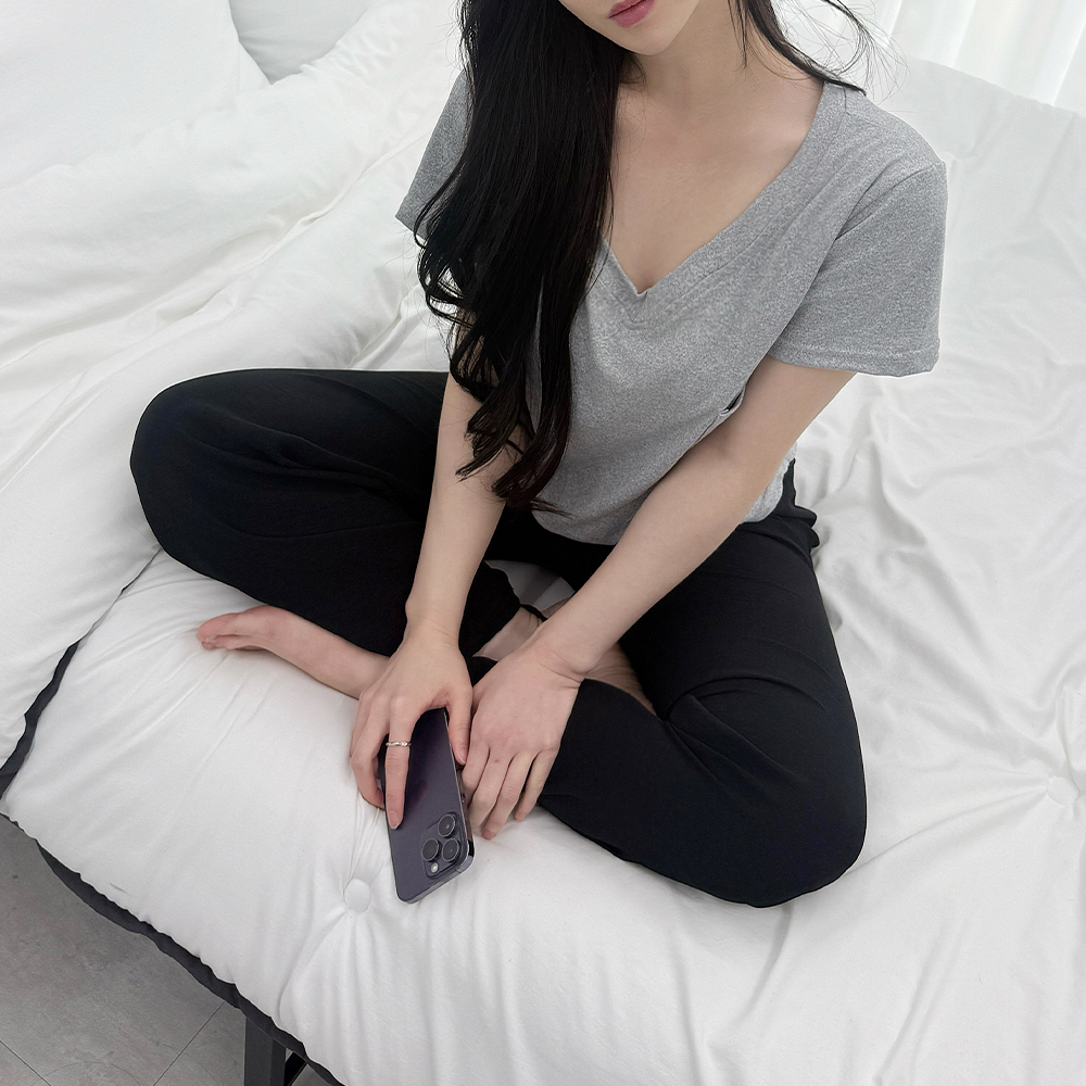 여름 시원한 찰랑 스판 와이드 냉장고 밴딩 팬츠 - 상세 이미지 4