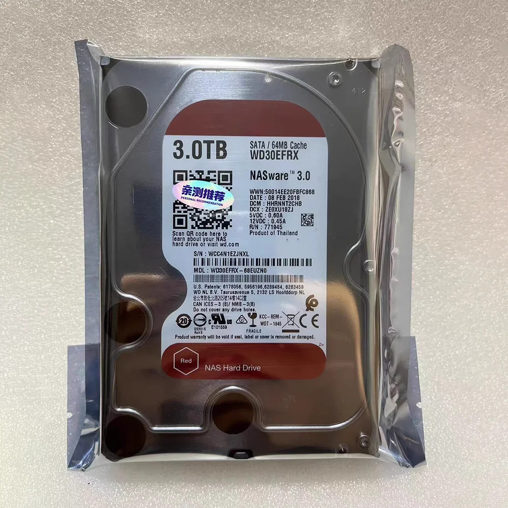 WD 3TB SATA 3.5인치 5400RPM 64MB 기계식 하드 NAS 레드 WD30EFRX