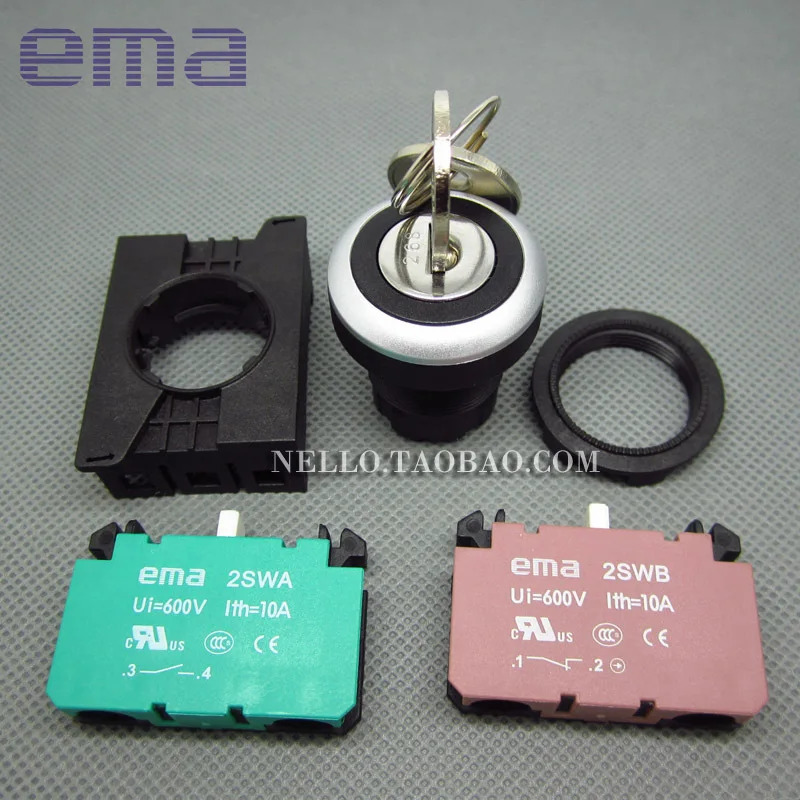 SAEMA 키 스위치 22mm E2K7/8I/V/W 3 세그먼트 자동 재설정/자동 잠금 1NO1NC E2K7IAB E2K7VAB E2K8IAB E2K8VAB E2K8WAB-10P