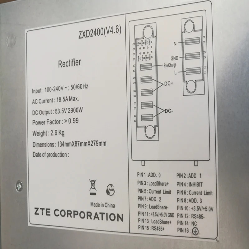 ZTE 2900W 전원공급장치 ZXD2400 ZXD2400V4.6 PSU 신