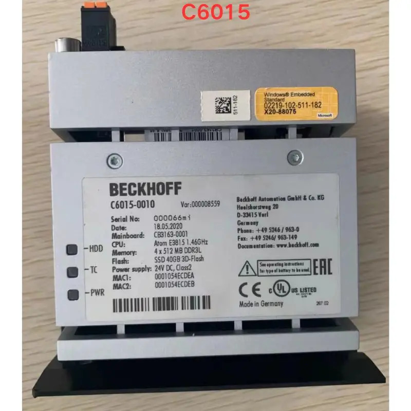세컨드 핸드 Beckhoff C6015 컨트롤러 PLC 모듈 정상 리퍼 완료