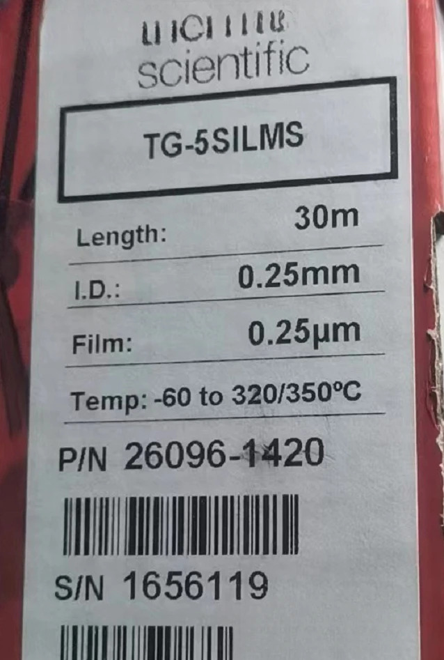 써모 TG-5SILMS TG-WAXMS 모세관 기둥 30m x 0.25mm 0.25 m 30mm 0.32mm 1