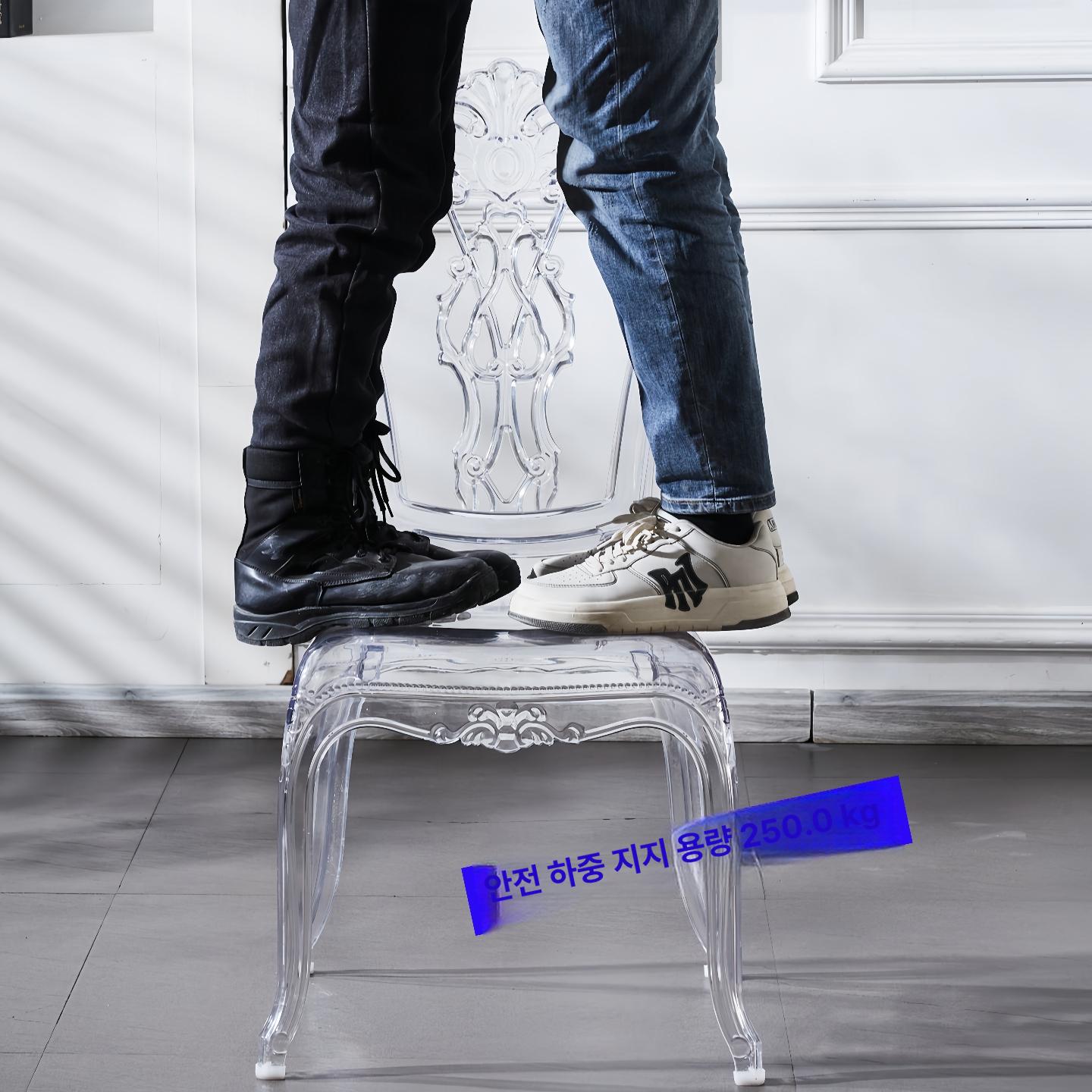 투명 의자 카페 뷰티샵 모던 라운지 식탁 다이닝 아크릴의자 폴딩 체어 이미지 6