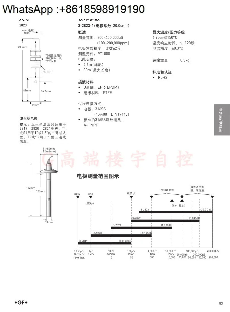 3-2819-1 3-2821 3-2820 3-2819-S1 전도도 센서 프로브
