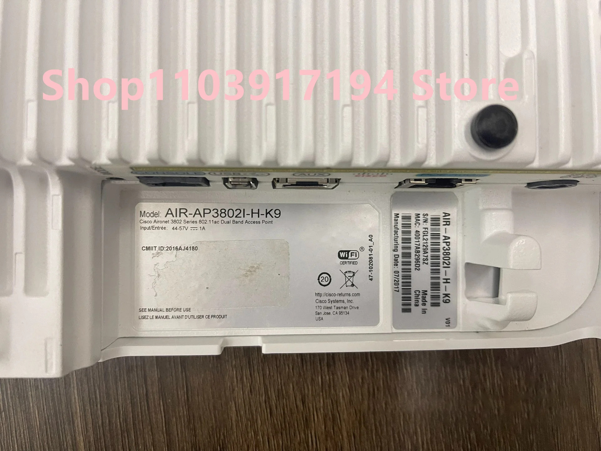 Cisco AIR-AP3802I-H-K9 Enterprise 무선 AP 듀얼 밴드 기가비트 POE 전원공급장치 내장 안테나